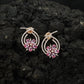 Floral Hoop Rose Gold Stud Earrings with Open Teardrop Design