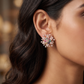 Decorative Floral Stud Earrings with Symmetrical Blossom Layout