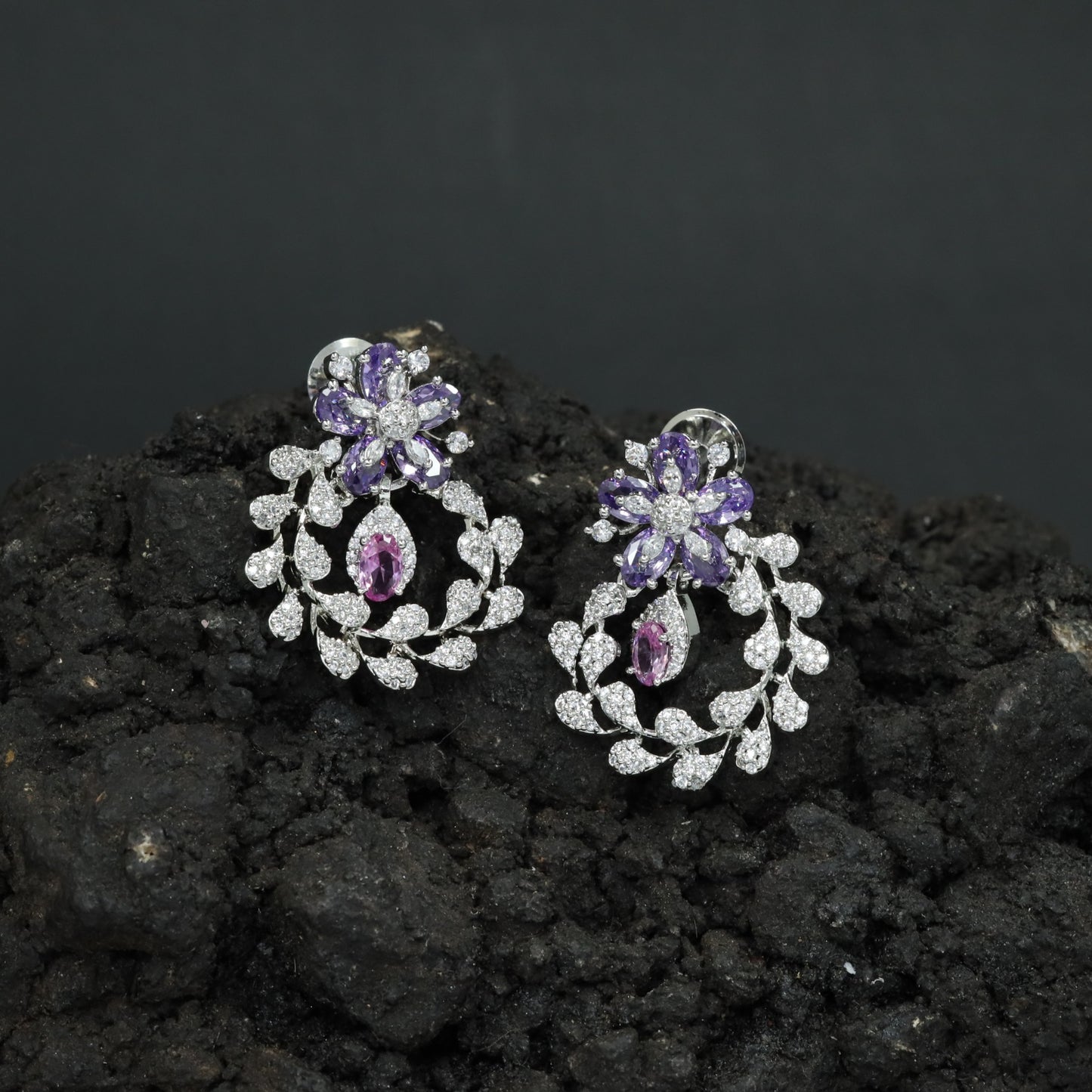 Garland Inspired Stud Earrings with Blossom Detailing