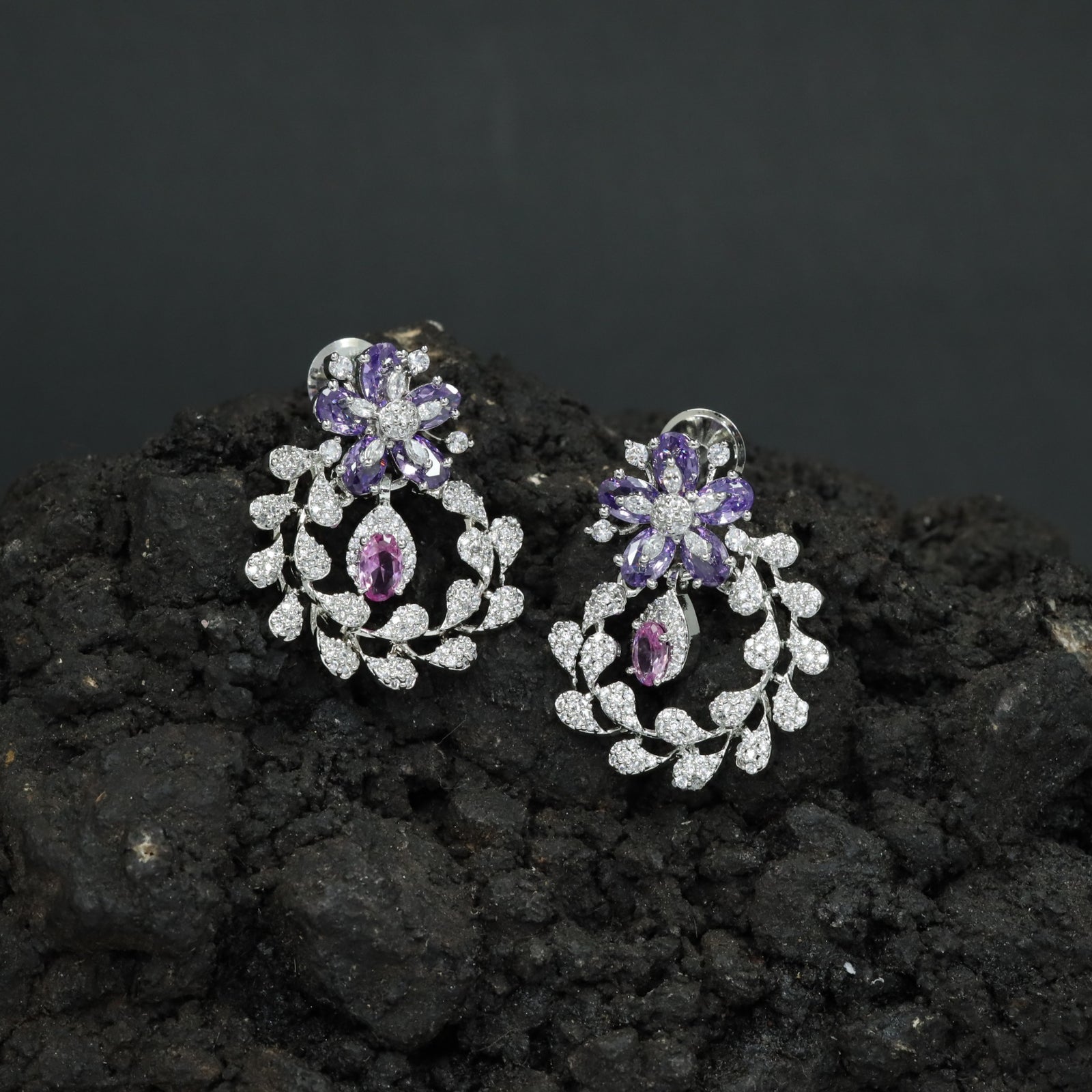 Garland Inspired Stud Earrings with Blossom Detailing