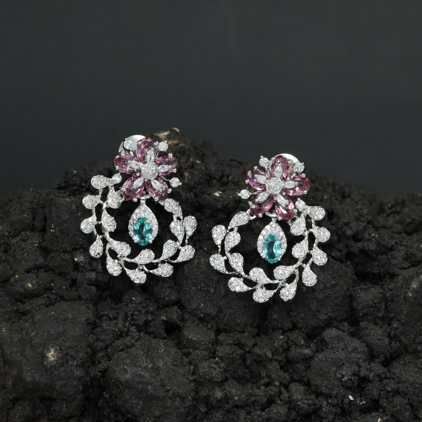 Garland Inspired Stud Earrings with Blossom Detailing