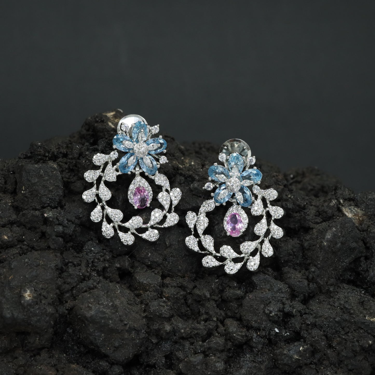 Garland Inspired Stud Earrings with Blossom Detailing