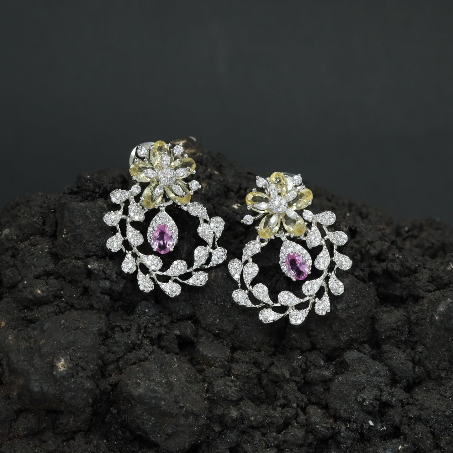 Garland Inspired Stud Earrings with Blossom Detailing