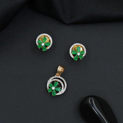 Decorative flower pendant set with circular frame design