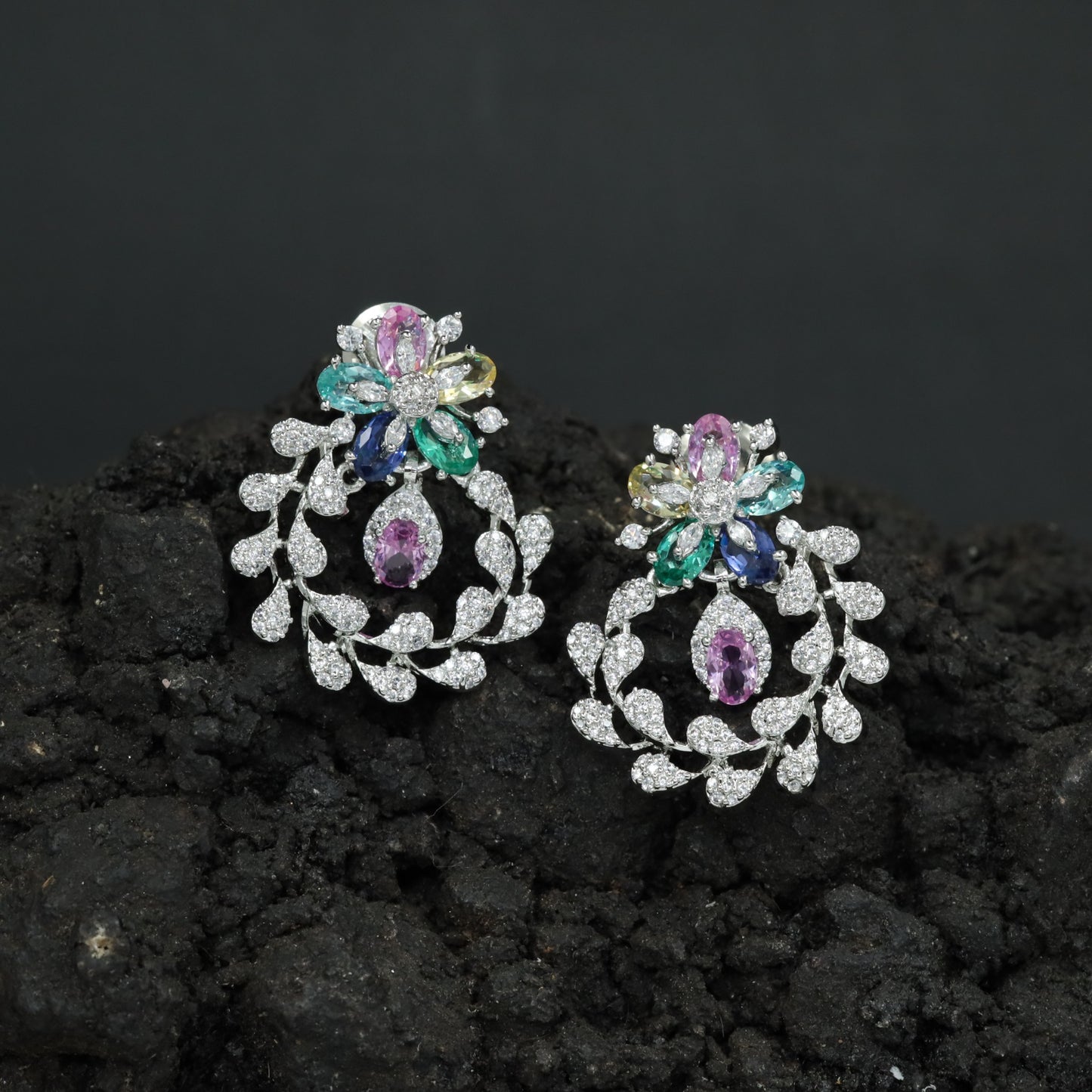 Garland Inspired Stud Earrings with Blossom Detailing