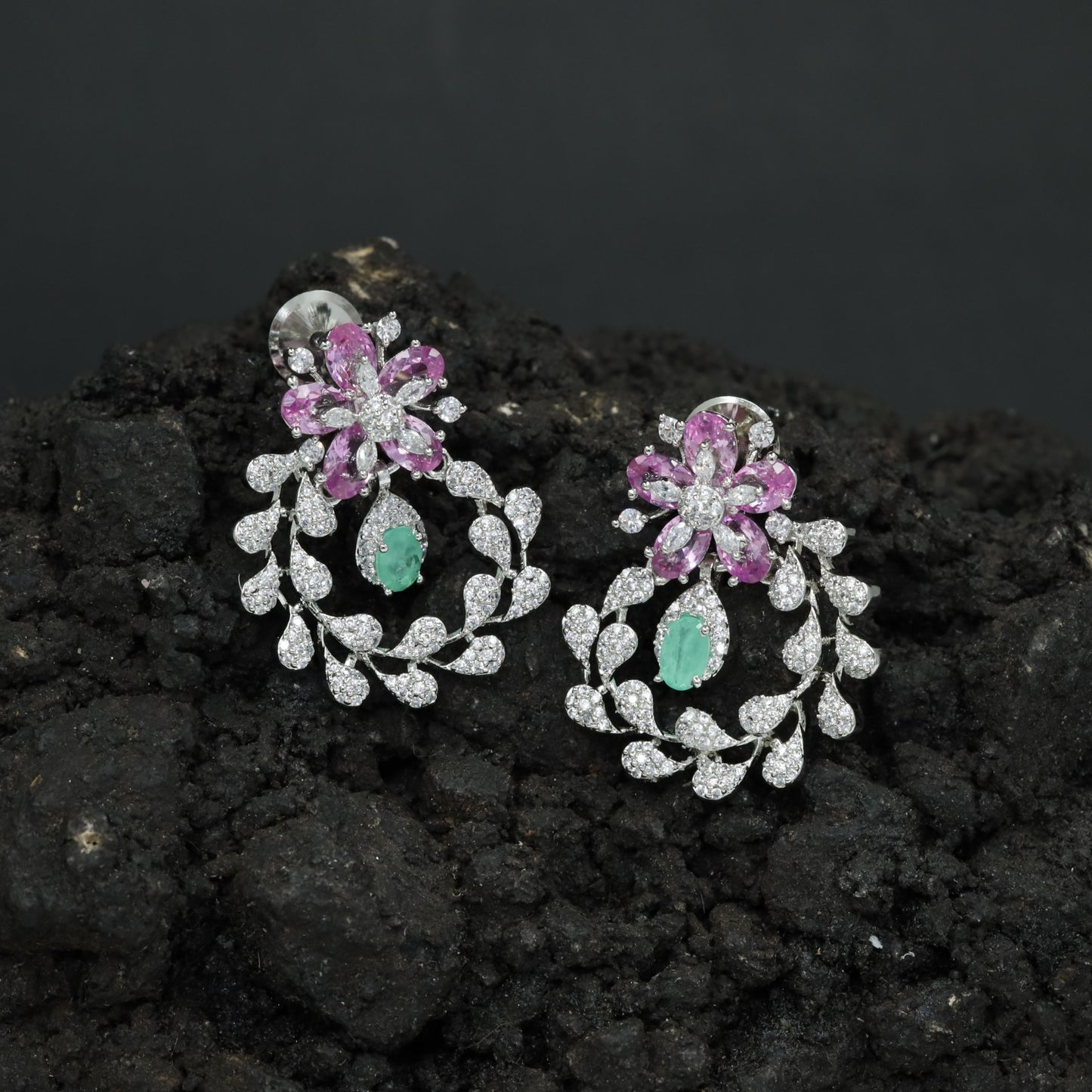 Garland Inspired Stud Earrings with Blossom Detailing