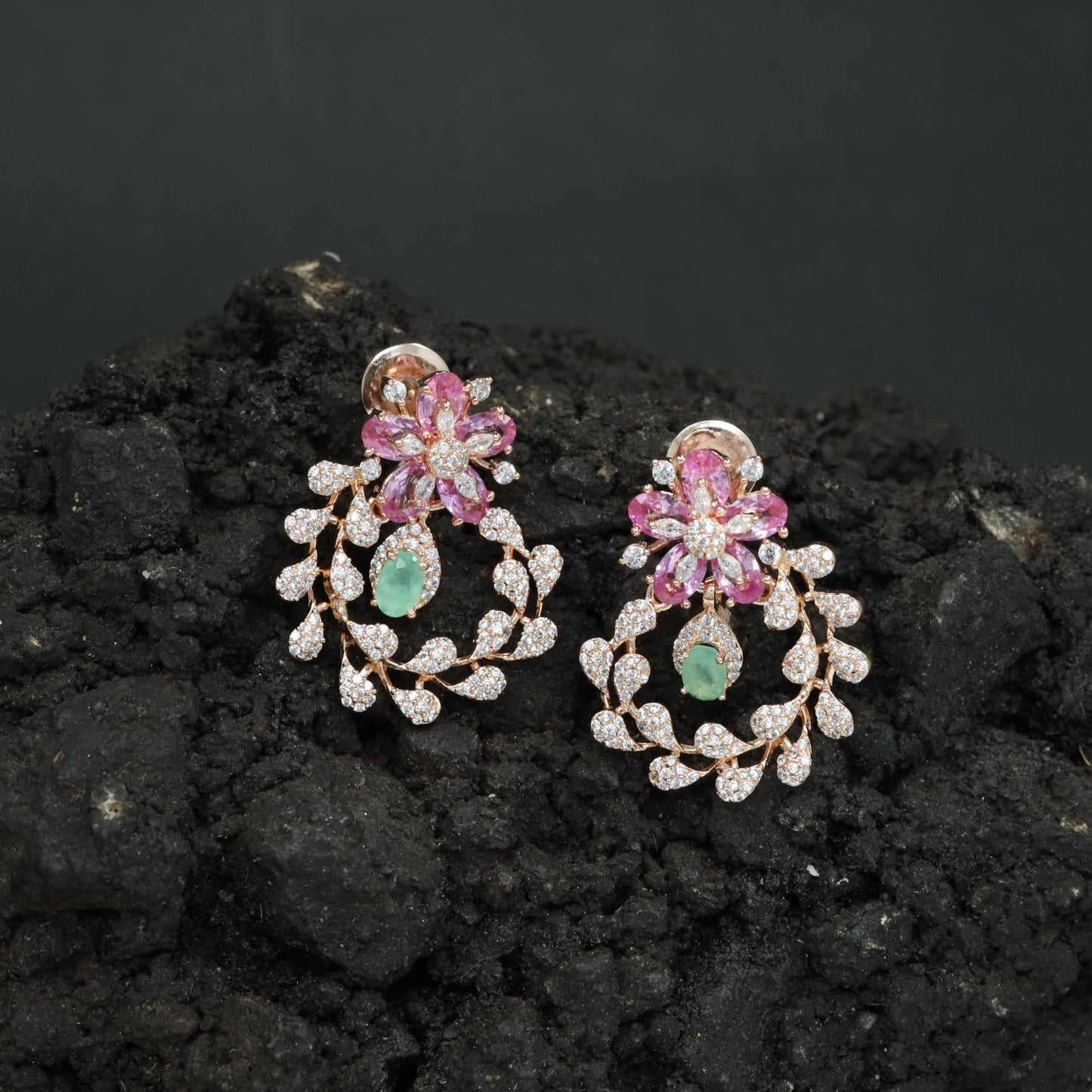 Garland Inspired Stud Earrings with Blossom Detailing