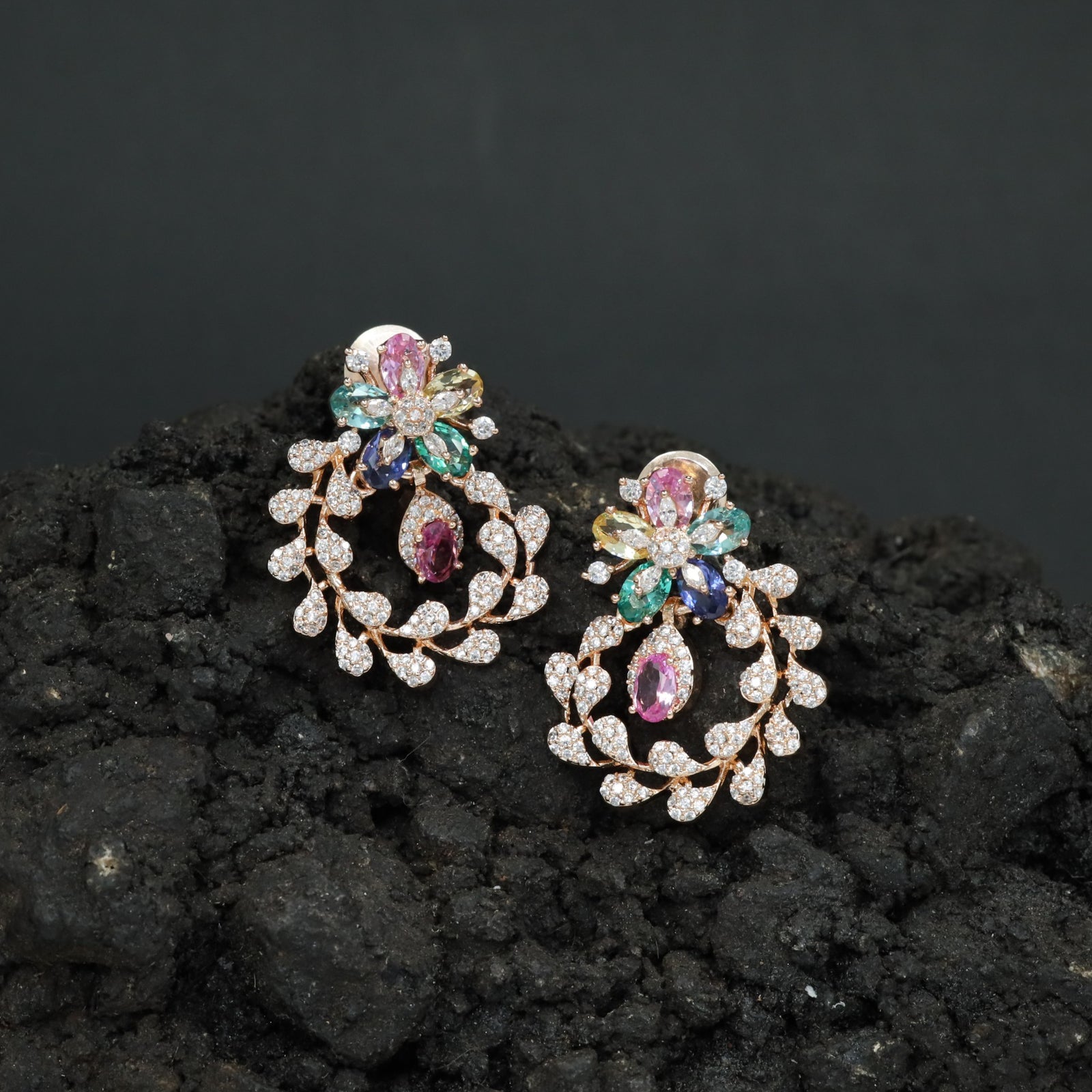 Garland Inspired Stud Earrings with Blossom Detailing