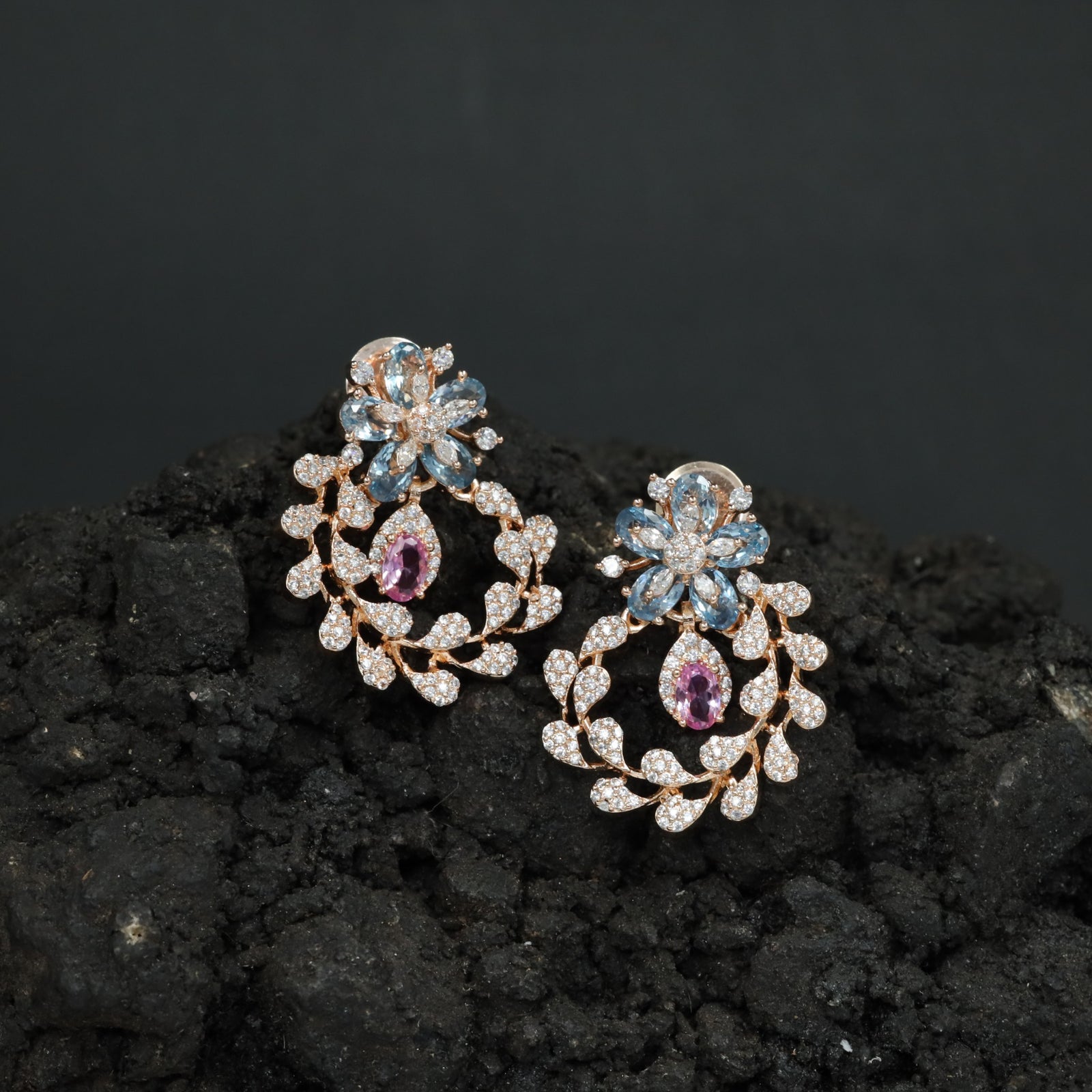 Garland Inspired Stud Earrings with Blossom Detailing