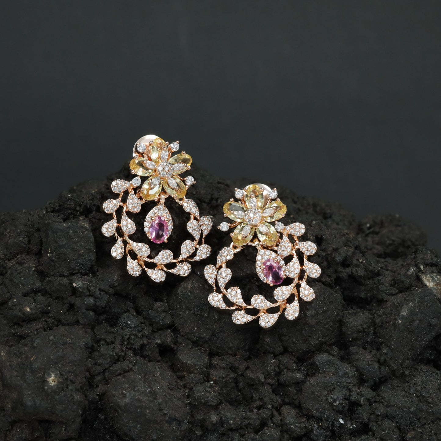 Garland Inspired Stud Earrings with Blossom Detailing