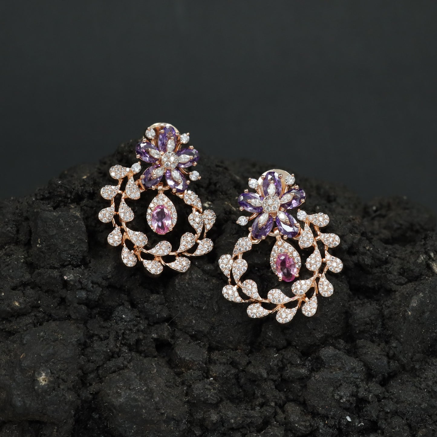 Garland Inspired Stud Earrings with Blossom Detailing
