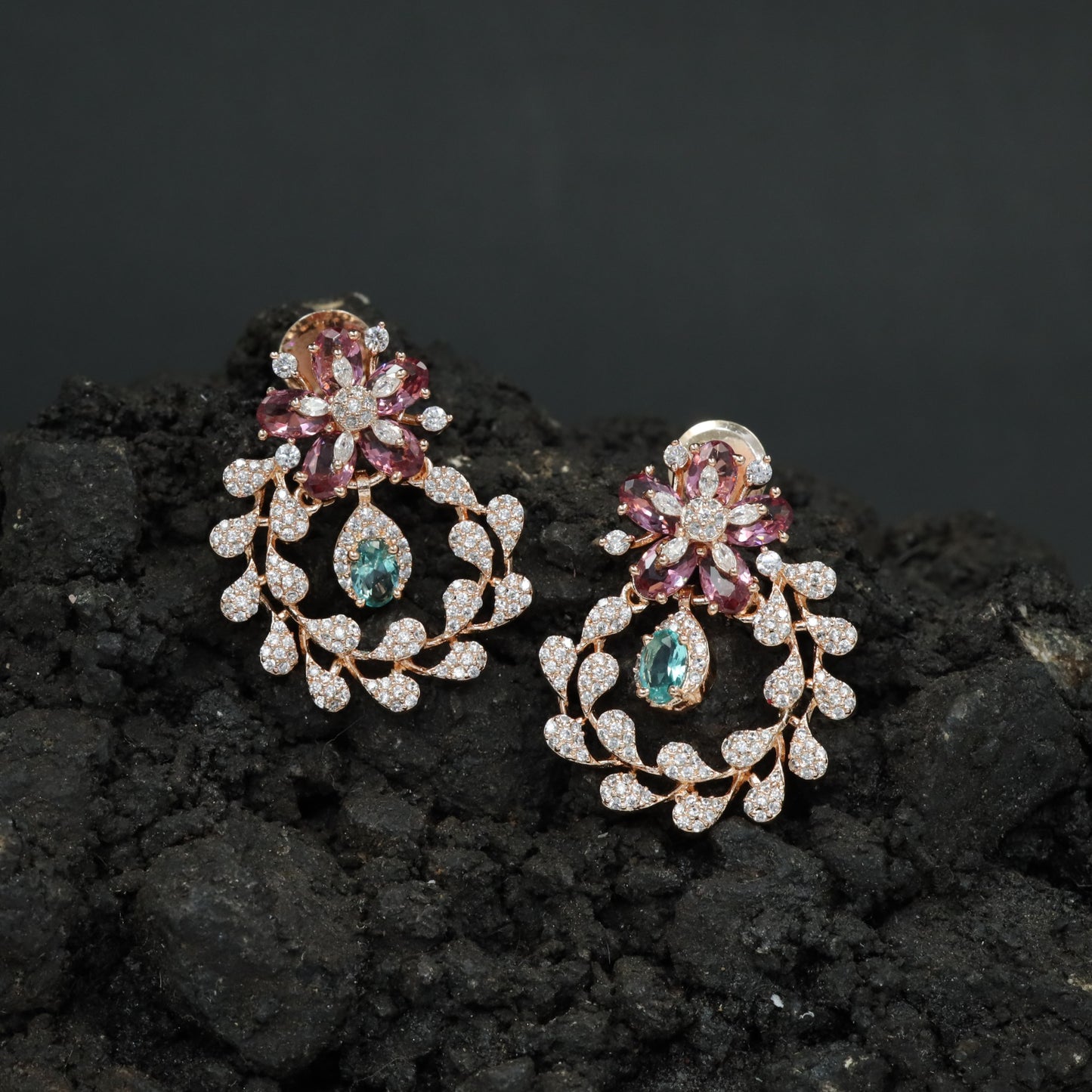 Garland Inspired Stud Earrings with Blossom Detailing