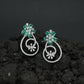 Decorative Hoop Stud Earrings with Blossom Center Accent