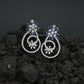 Decorative Hoop Stud Earrings with Blossom Center Accent