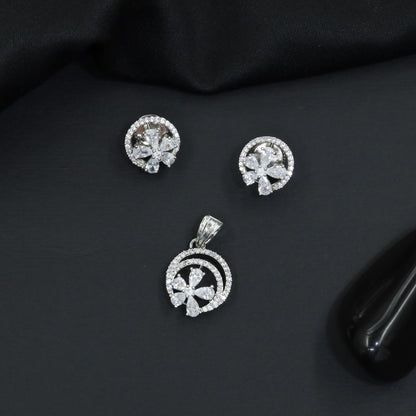 Decorative flower pendant set with circular frame design