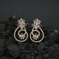 Decorative Hoop Stud Earrings with Blossom Center Accent