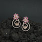 Decorative Hoop Stud Earrings with Blossom Center Accent