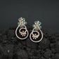 Decorative Hoop Stud Earrings with Blossom Center Accent