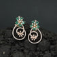Decorative Hoop Stud Earrings with Blossom Center Accent