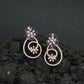 Decorative Hoop Stud Earrings with Blossom Center Accent