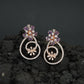 Decorative Hoop Stud Earrings with Blossom Center Accent