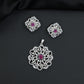 Openwork floral pendant set with scroll detailing