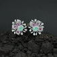 Radiant Exclusive Rhodium Stud with Oval Centre and Sculpted Floral Petals