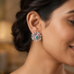 Round Floral Stud Earrings with Layered Botanical Pattern