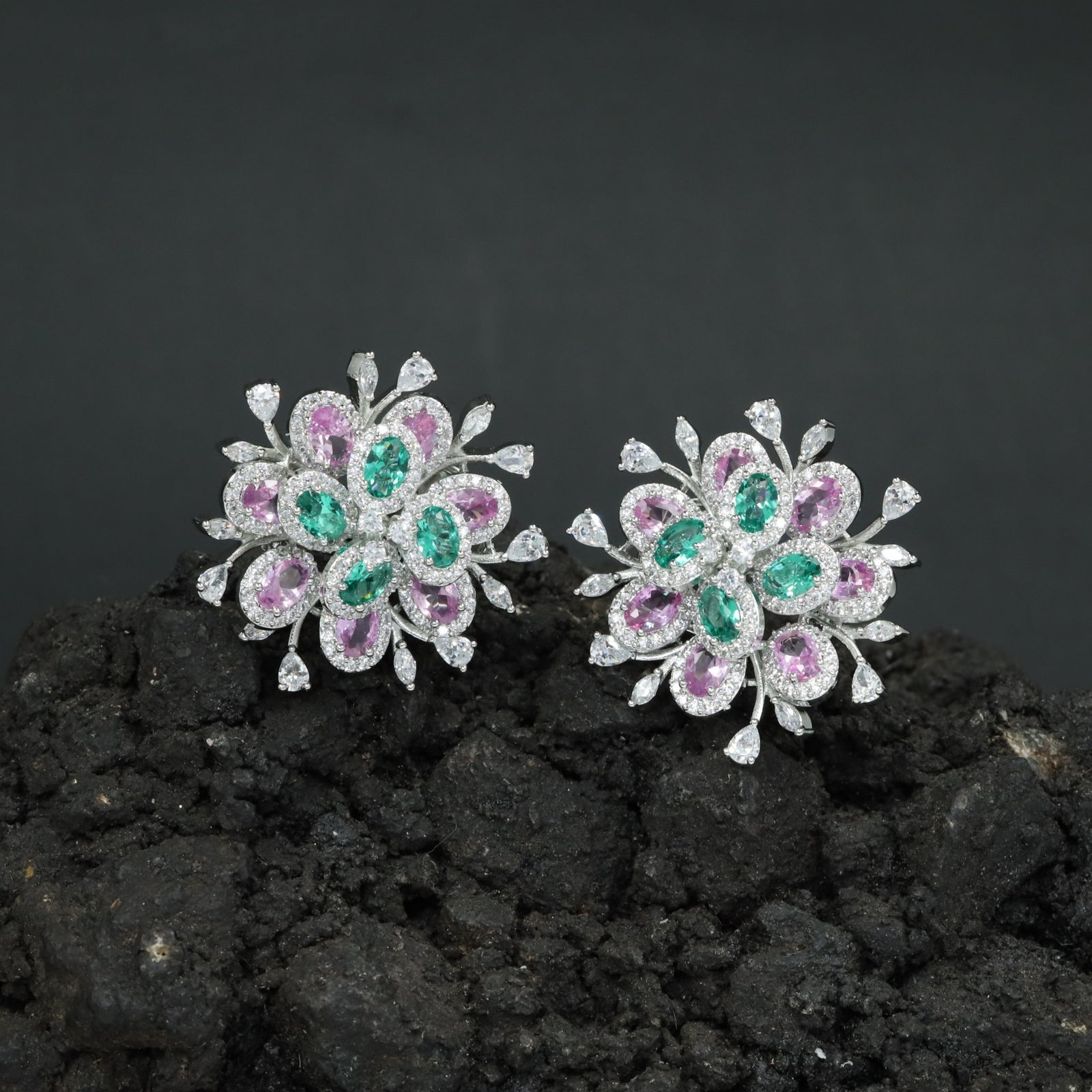 Botanical Burst Stud Earrings with Petal Inspired Styling