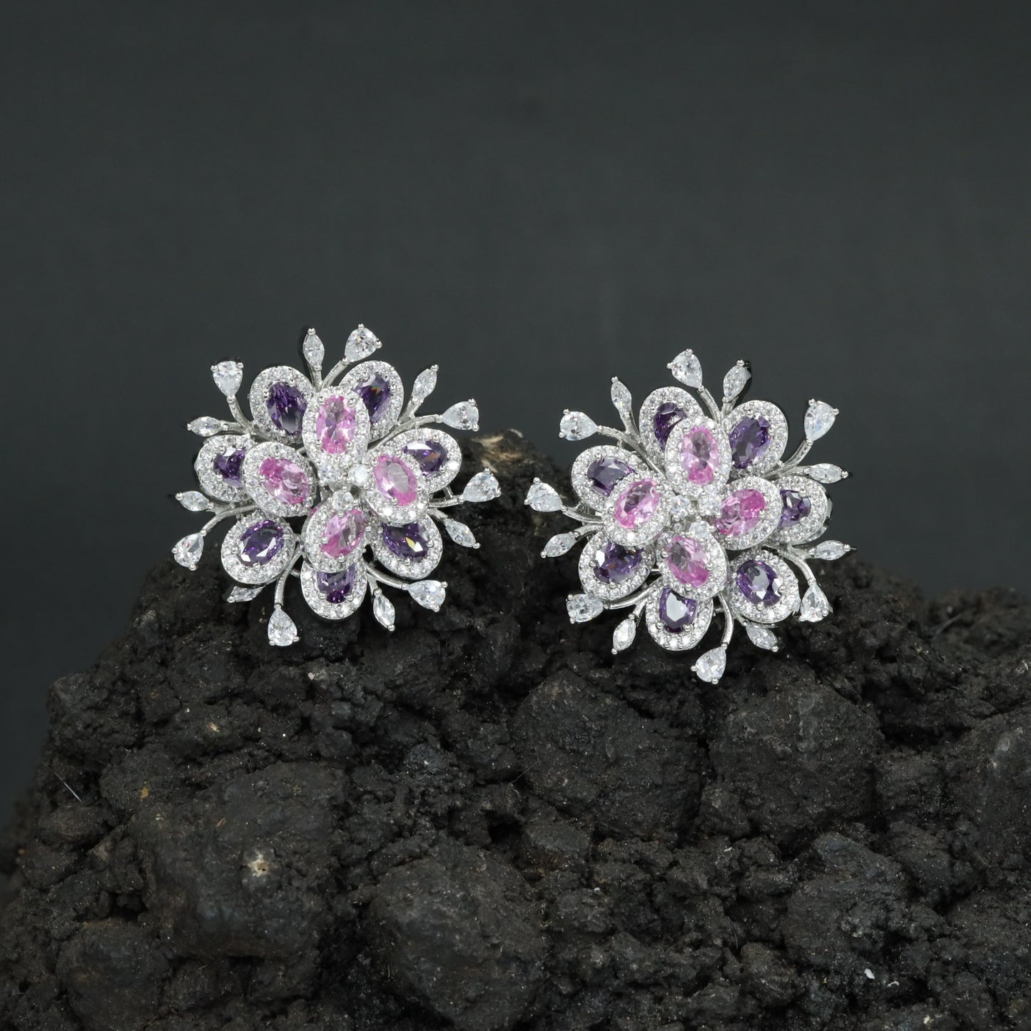 Botanical Burst Stud Earrings with Petal Inspired Styling