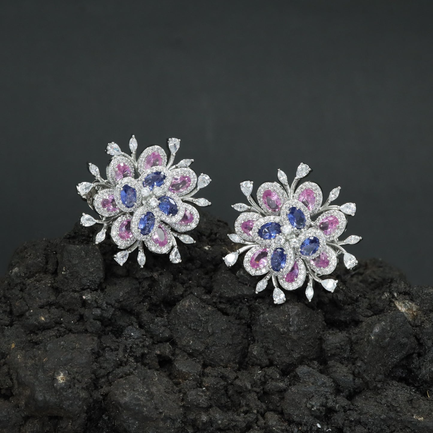 Botanical Burst Stud Earrings with Petal Inspired Styling
