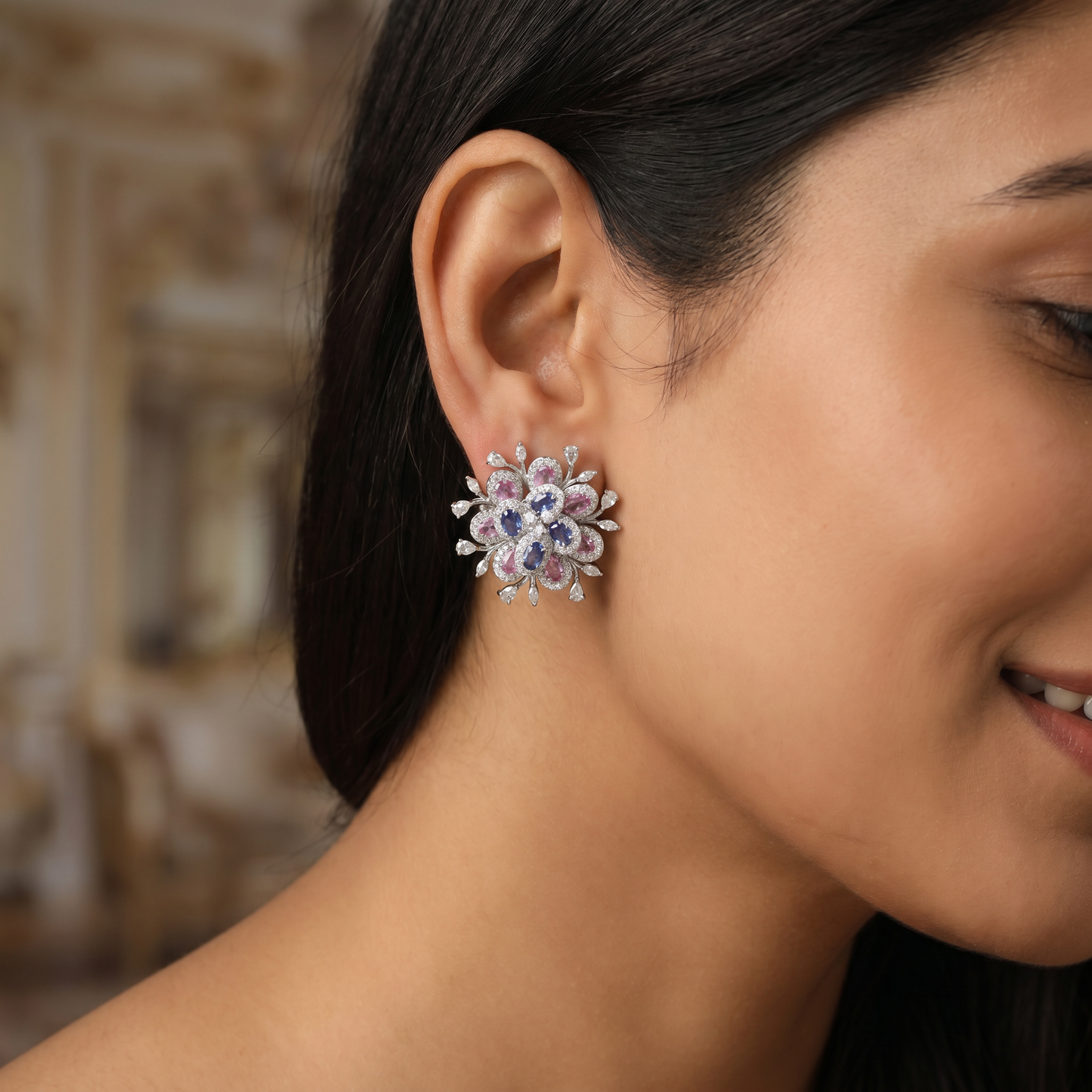 Botanical Burst Stud Earrings with Petal Inspired Styling