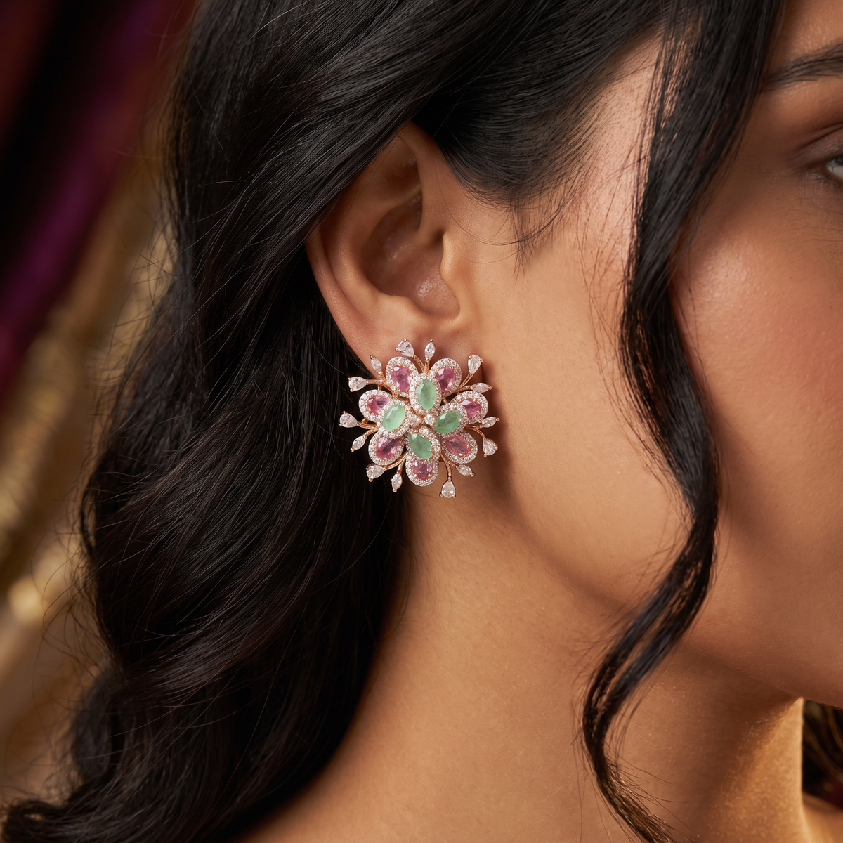 Botanical Burst Stud Earrings with Petal Inspired Styling