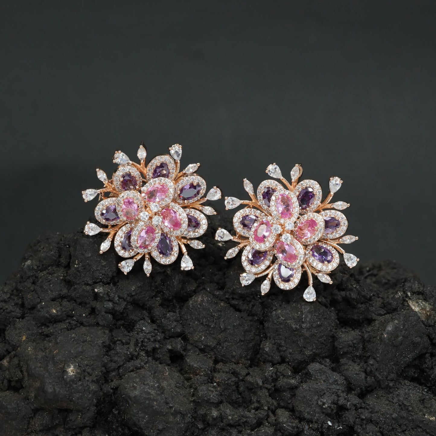 Botanical Burst Stud Earrings with Petal Inspired Styling