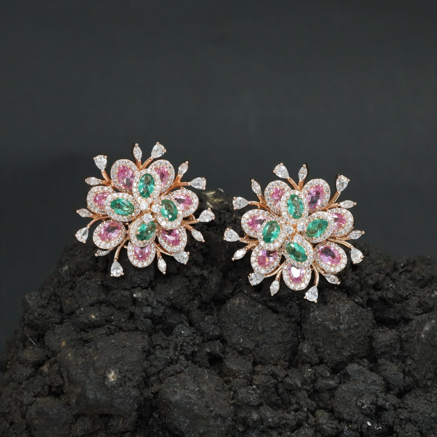 Botanical Burst Stud Earrings with Petal Inspired Styling