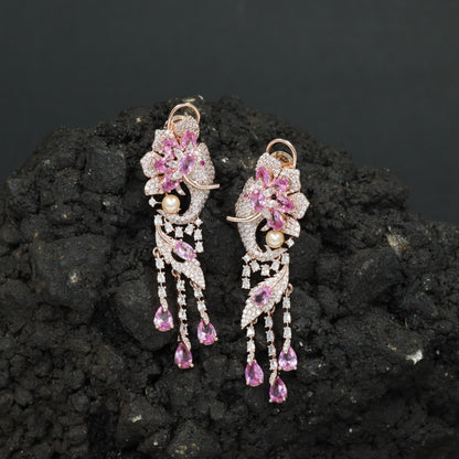 Statement Elephant Silhouette Hanging Earrings with Dangling Drops