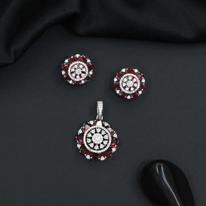 Designer pendant set featuring floral halo and circular styling