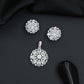 Designer pendant set featuring floral halo and circular styling