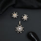 Designer pendant set featuring floral halo and circular styling