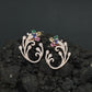 Decorative Floral Stud Earrings with Flowing Scroll Motif