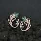 Decorative Floral Stud Earrings with Flowing Scroll Motif