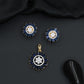 Round floral pendant set with structured sunray detailing