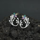 Decorative Floral Stud Earrings with Flowing Scroll Motif