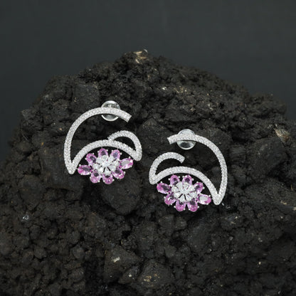 Marquise Petal Stud Earrings with Open Arc Construction