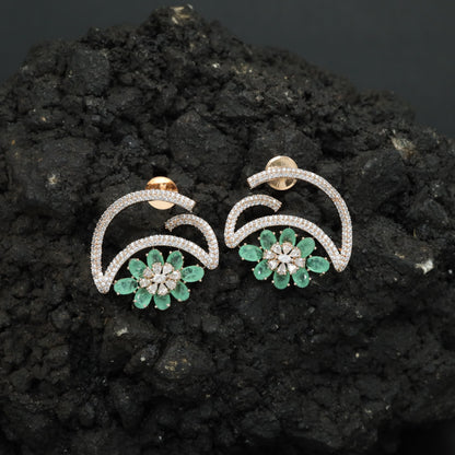 Marquise Petal Stud Earrings with Open Arc Construction
