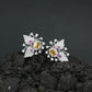Botanical Spray Stud Earrings with Sculpted Leaf Detailing