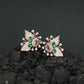 Botanical Spray Stud Earrings with Sculpted Leaf Detailing