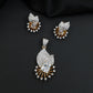 Crescent fan pendant set with geometric centerpiece detailing
