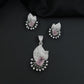 Crescent fan pendant set with geometric centerpiece detailing