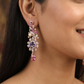 Botanical Hanging Earrings with Scroll and Leaf Arrangement